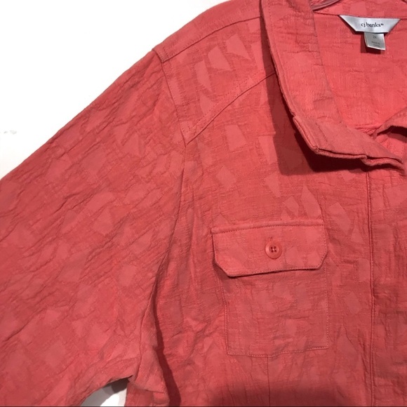 CJ‎ Banks coral peach button up jacket blazer 2X - Picture 2 of 8